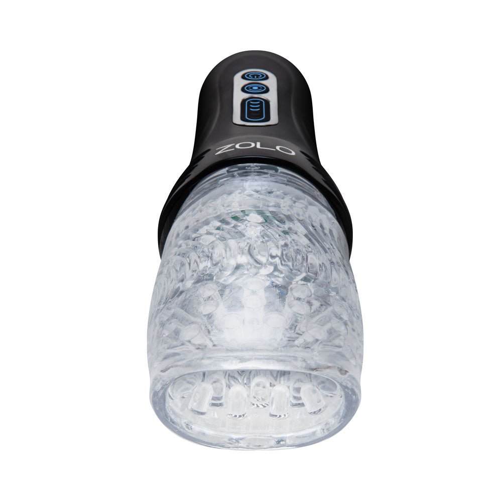 Zolo The Original Gawk Gawk - Clear USB Rechargeable Vibrating, Rotating & Thrusting Masturbator - silkandsin