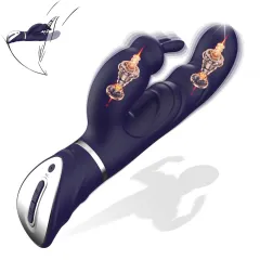 10 Vibrating Modes Dark Blue Rechargeable Waterproof Rabbit Vibrator with G-Spot & Clitoral Stimulation