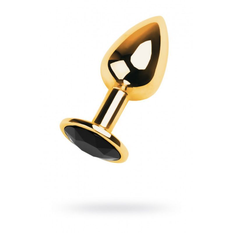 Gold Metal Anal Plug w Black Tourmaline Gem Small-717004-5