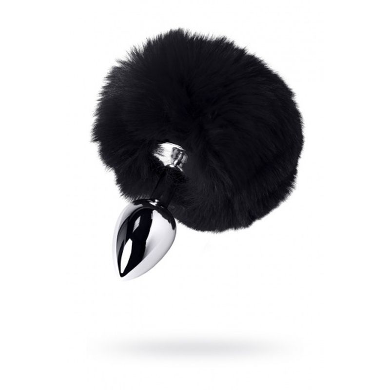 Silver Metal Anal Plug Small w Black Tail-712025-5