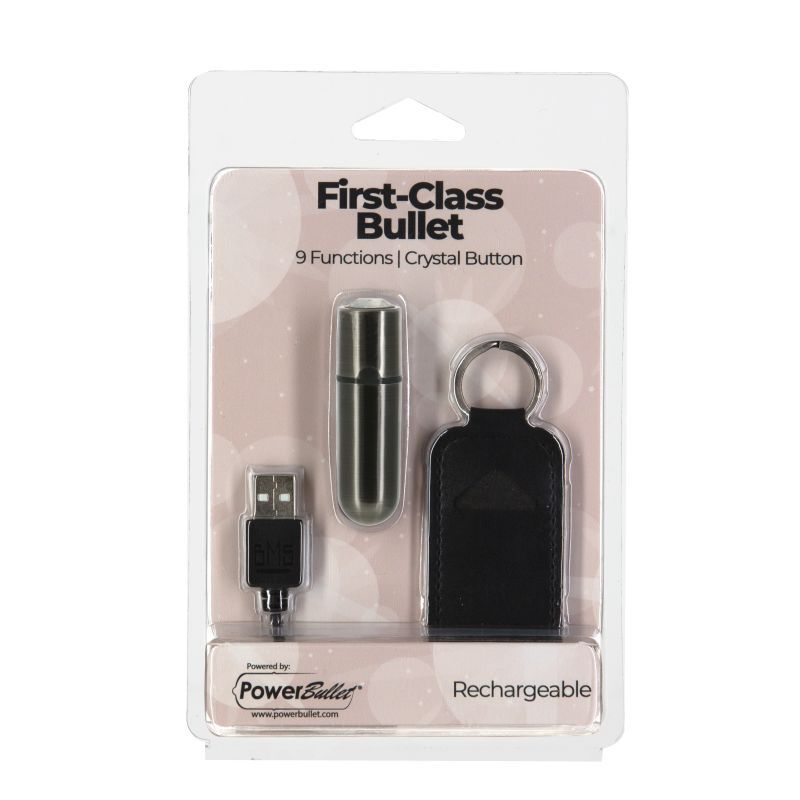 Power Bullet First Class 6cm Rechargeable w Crystal Gun Metal-59321