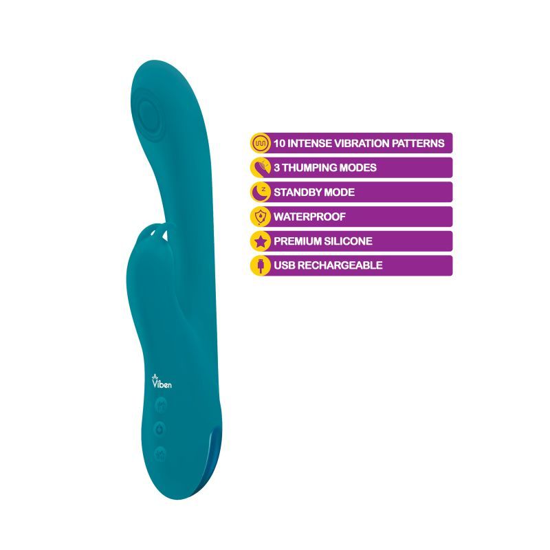 Viben Razzle Rechargeable Thumping Rabbit Ocean-VB-75005-OCEAN
