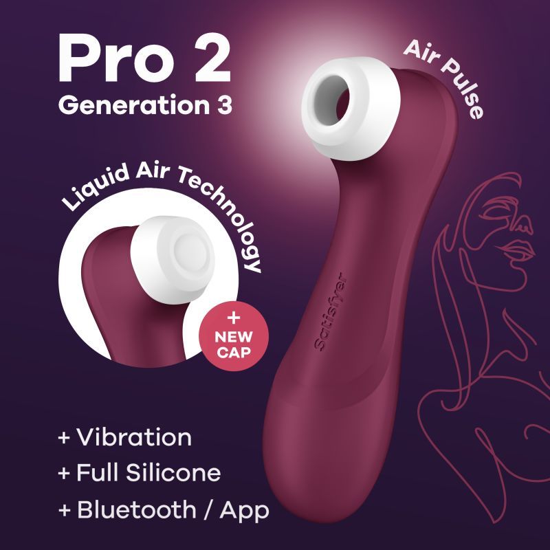 Satisfyer Pro 2 Gen 3 App Control Clitoral Stimulator Wine Red-4051840