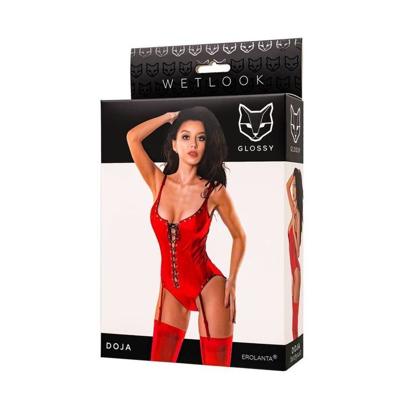 Glossy Doja Bodysuit Red-955052-RED-S