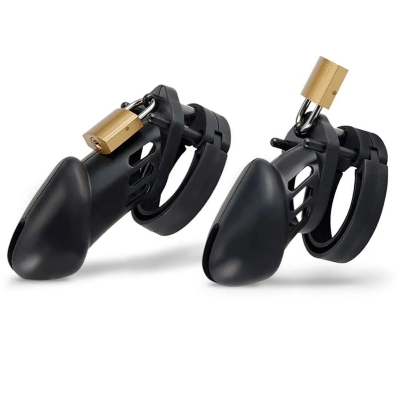 Brutus Denial Silicone Chastity 2 Cage Set Black