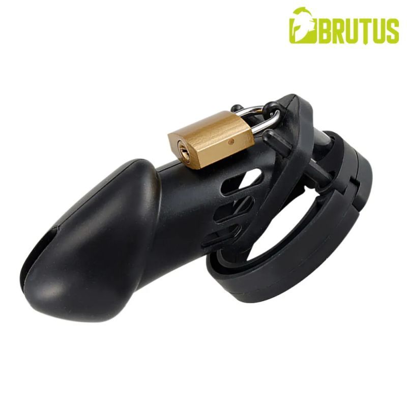 Brutus Denial Silicone Chastity 2 Cage Set Black