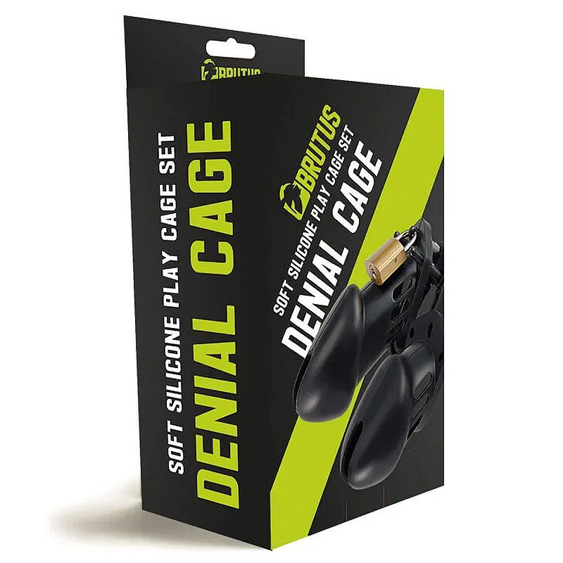 Brutus Denial Silicone Chastity 2 Cage Set Black