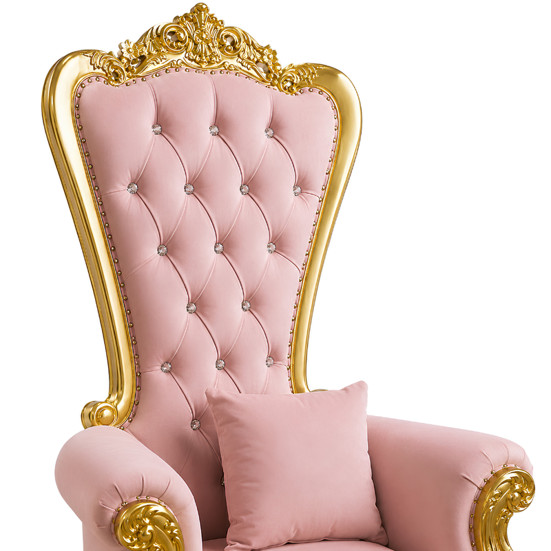 Domina Throne Chair Gold Frame Pink Velvet Cushion