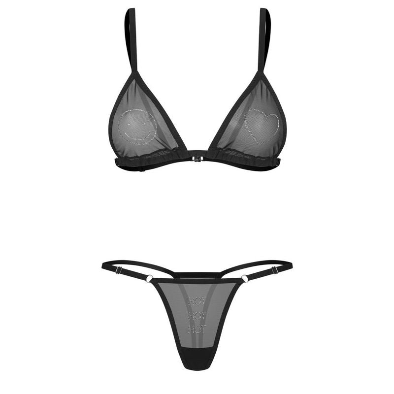 Wet Me 2 Pc Bra Panty Set-9787-BLK-S/M