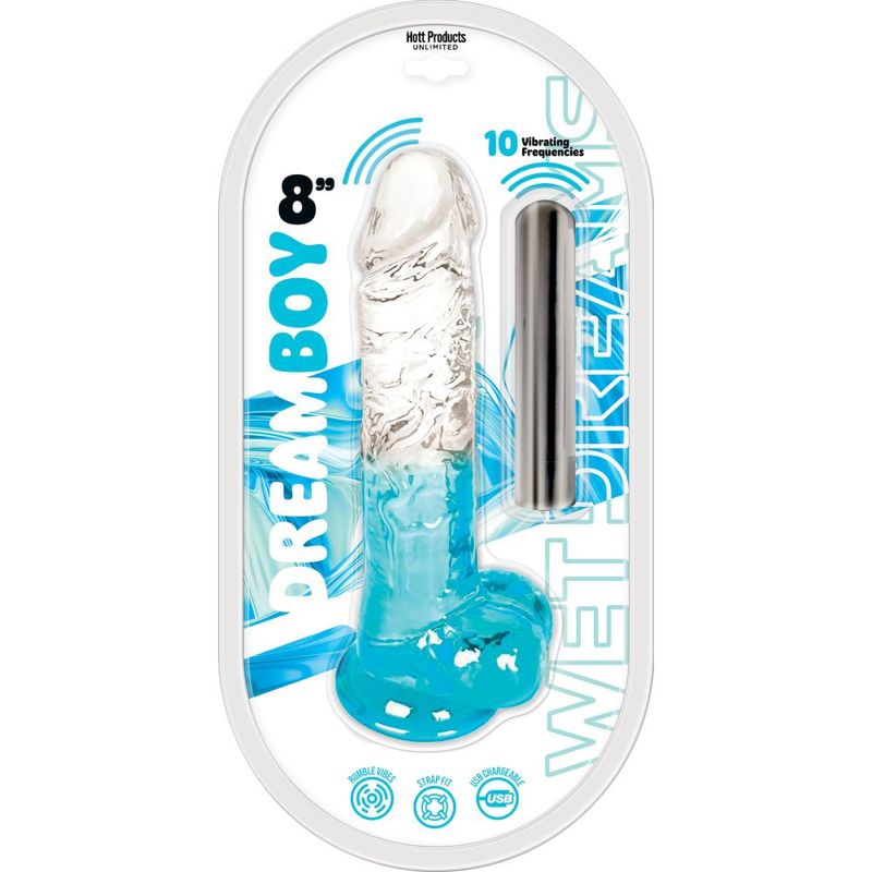 Jelly Vibrator Dream Boy USB 8in Turquoise