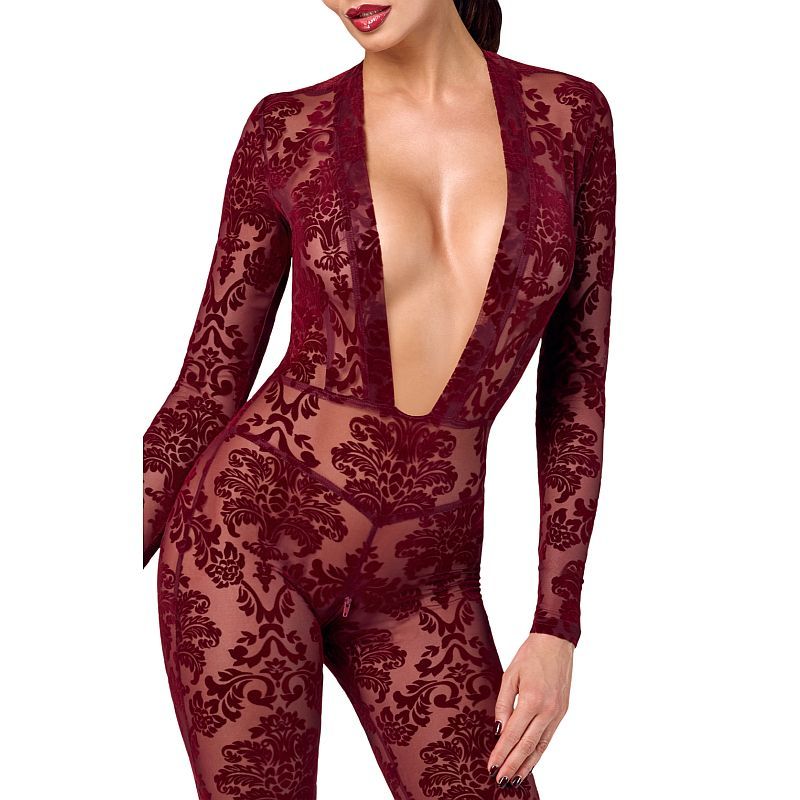 Kink Royal V Neck Catsuit Red