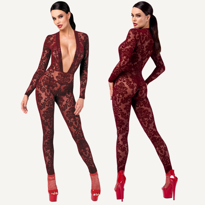 Kink Royal V Neck Catsuit Red