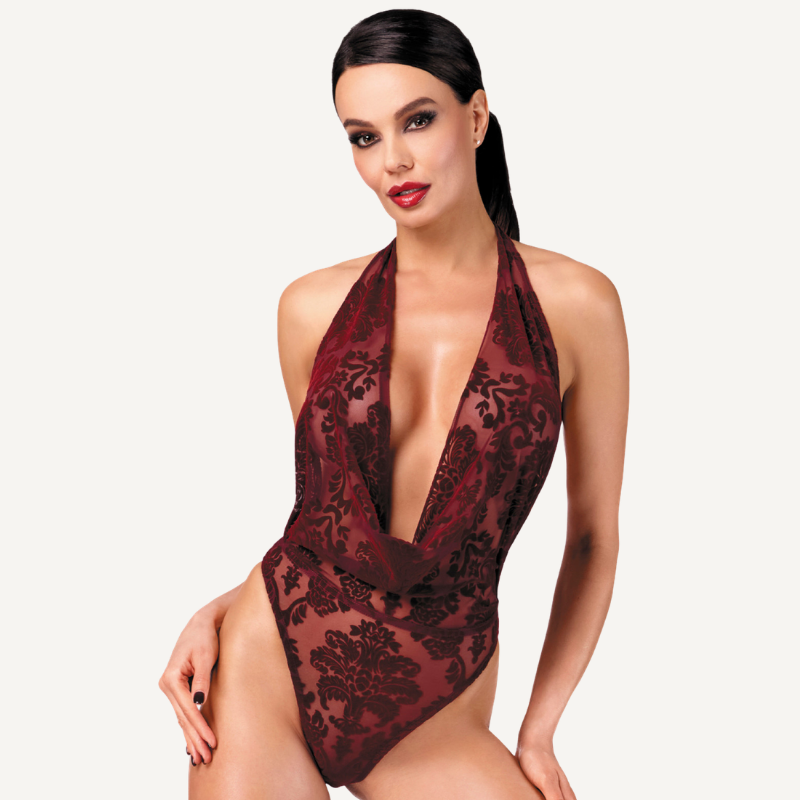 Kink Royal Draped Plunge Bodysuit Red
