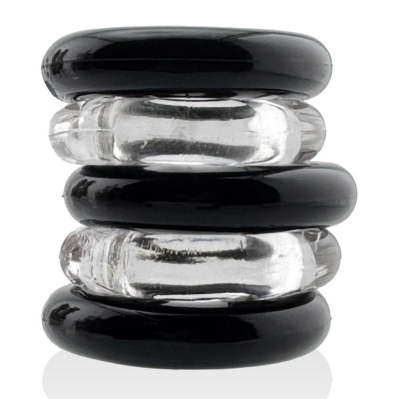 Jacker Stack 5 Pc Strong Cock Ring Clear Black