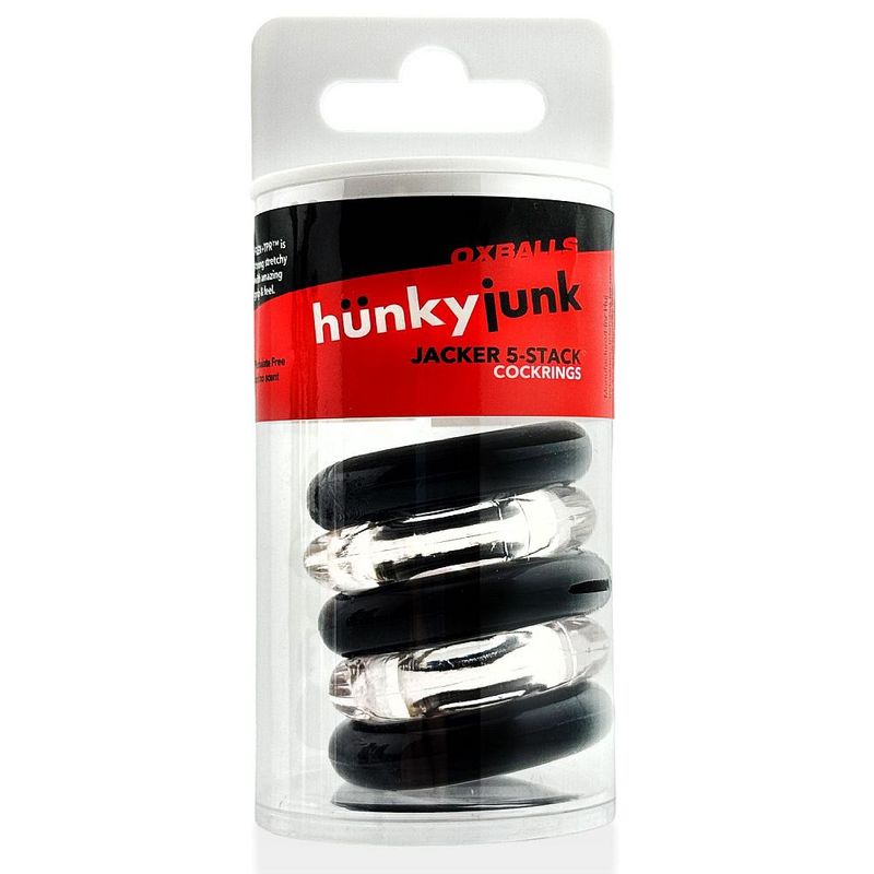 Jacker Stack 5 Pc Strong Cock Ring Clear Black