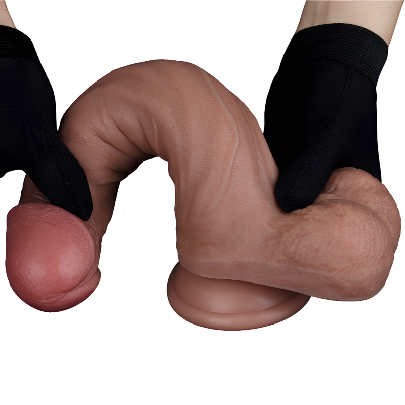 Realistic Dual Layered Silicone Dildo with Balls Suction 9in