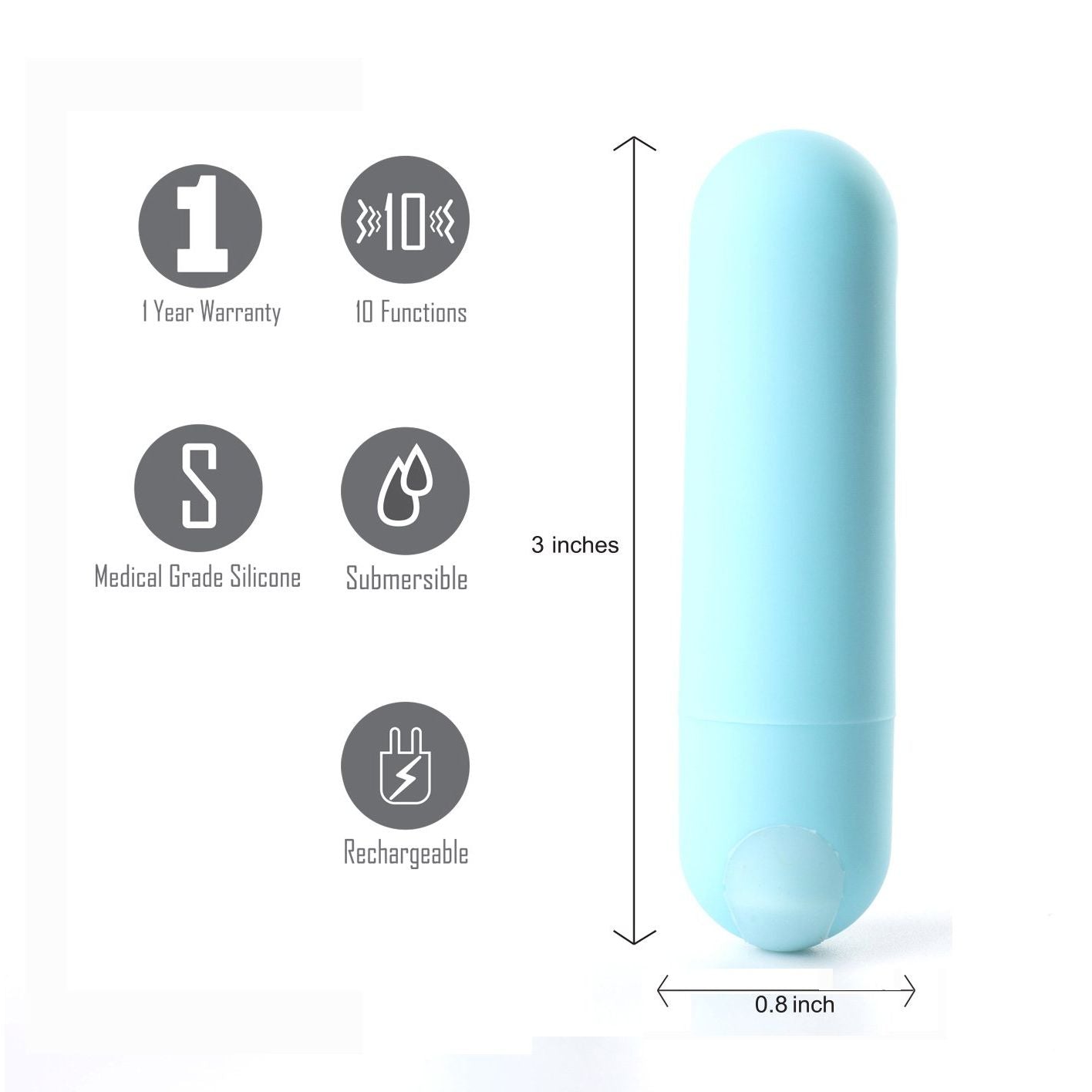 Maia Jessi - Teal Blue 7.6 cm USB Rechargeable Bullet