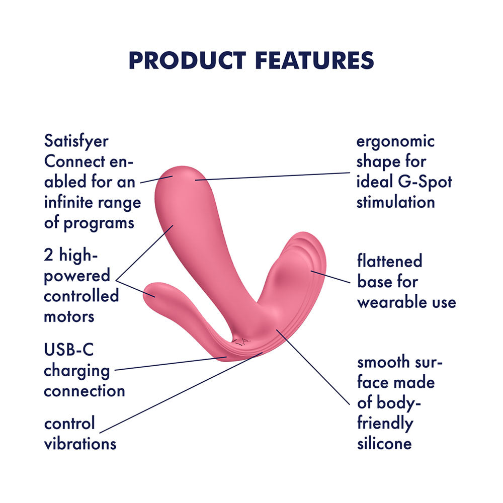 Satisfyer Top Secret+ Raspberry - Pink USB Rechargeable Wearable Vibrator with App Control