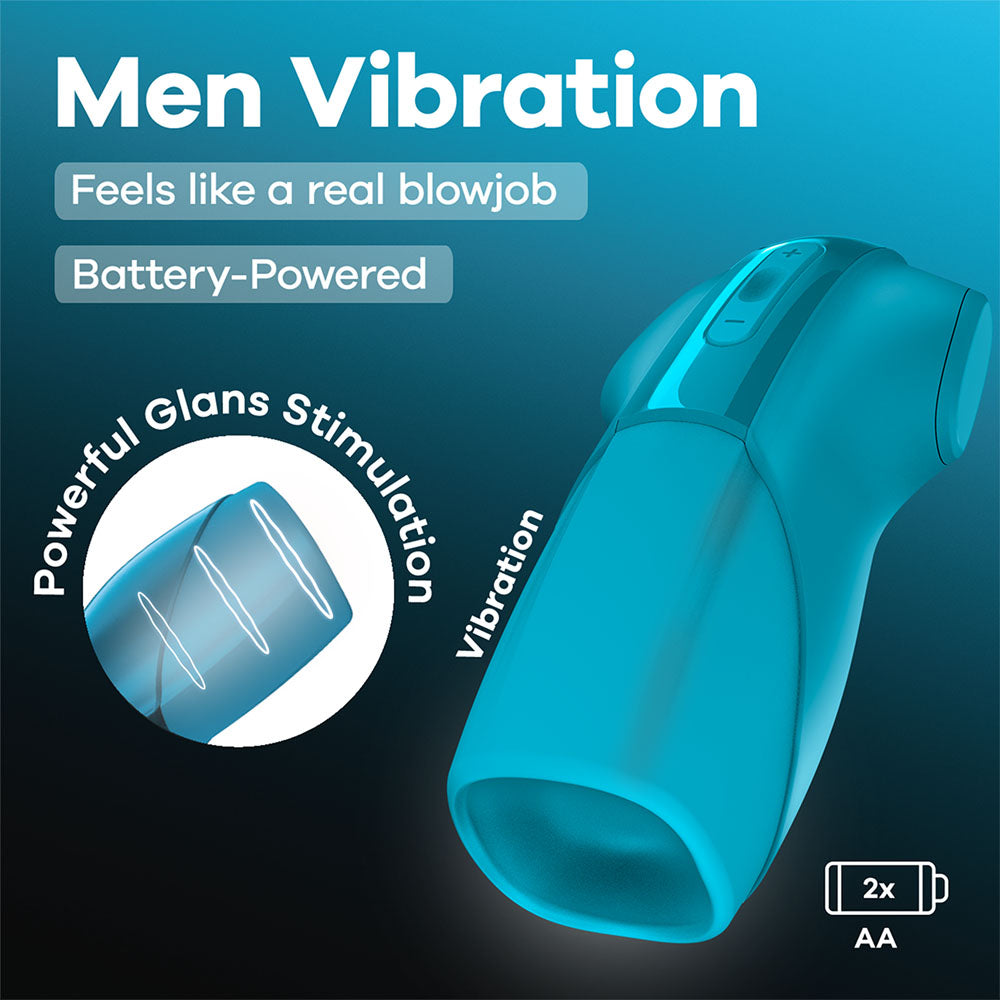 Satisfyer Men Vibration - Battery Series - Blue Vibrating Masturbator