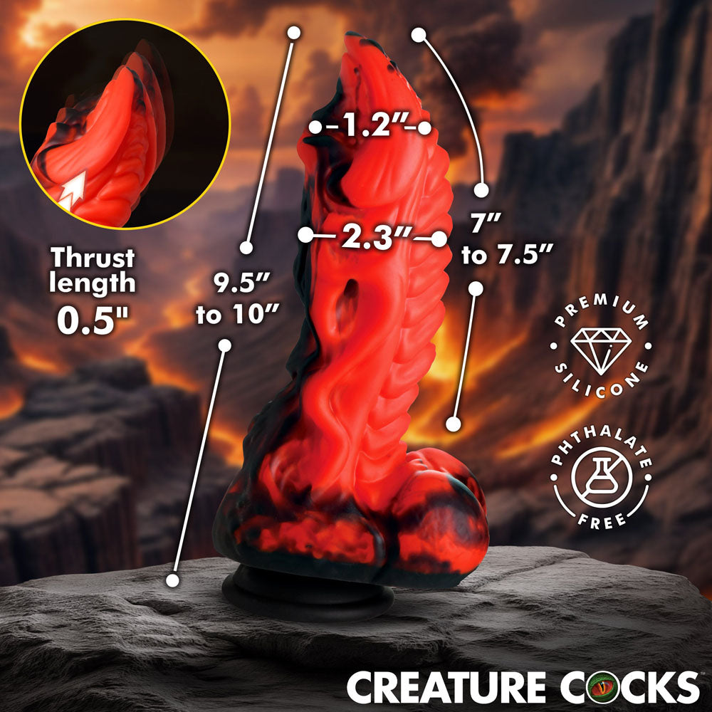 Creature Cocks Dragon Thrust - Red 24.1 cm USB Rechargeable Thrusting & Vibrating Fantasy Dildo with Remote