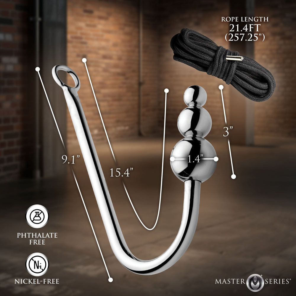 Master Series Roped - Beaded Anal Hook With Rope