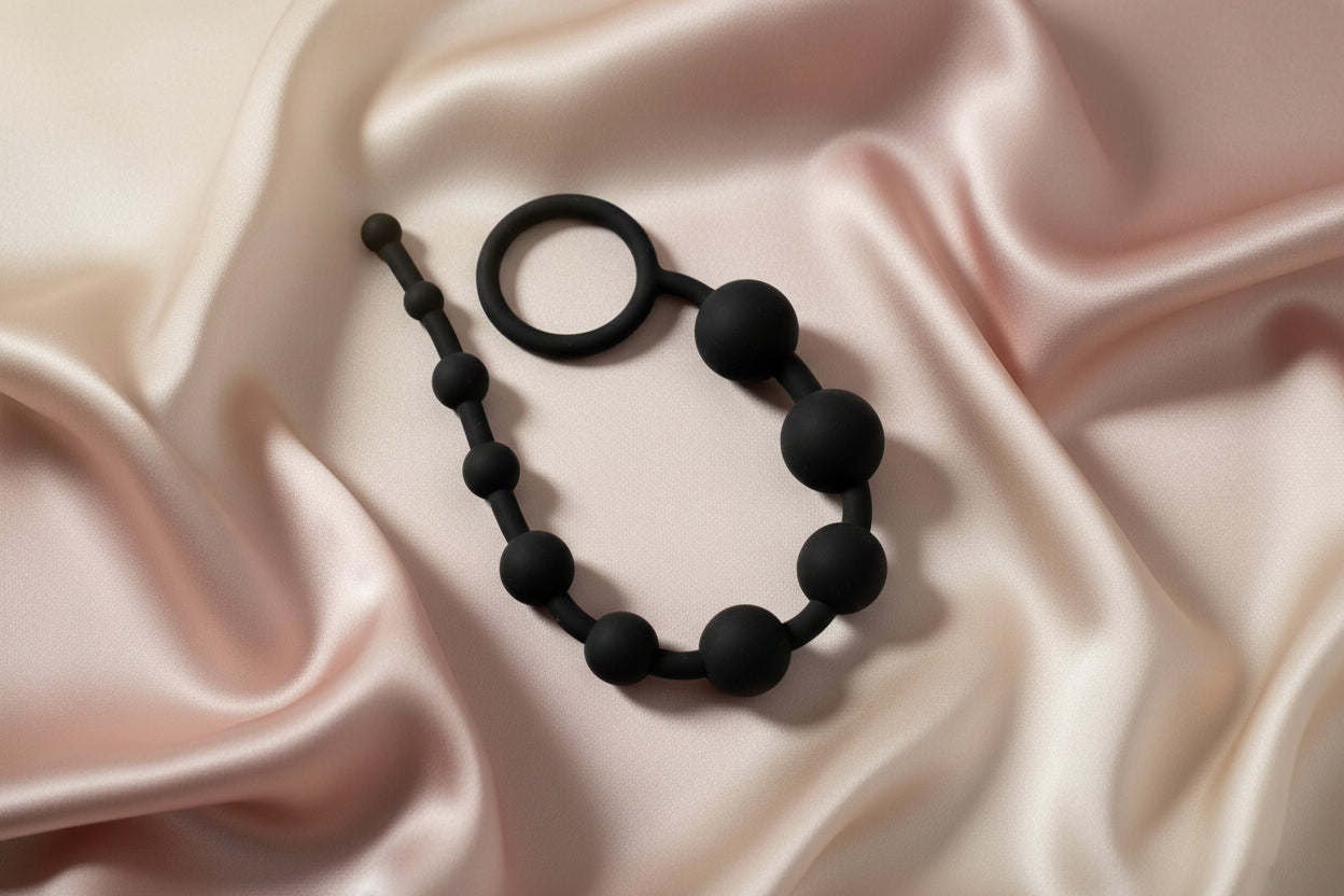 Anal Adventures Platinum 10 Anal Beads - Black - Black 31.7 cm Anal Beads