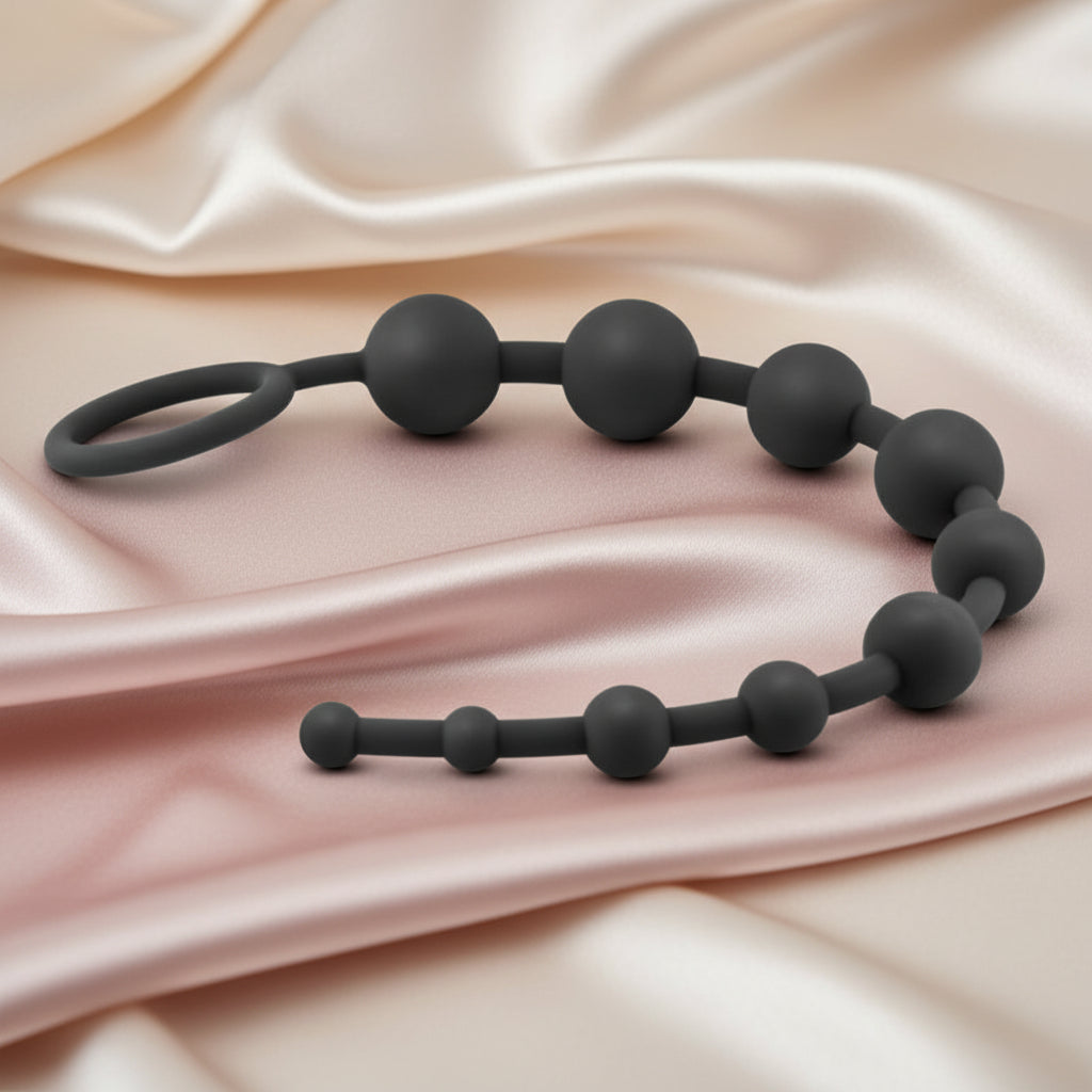 Anal Adventures Platinum 10 Anal Beads - Black - Black 31.7 cm Anal Beads