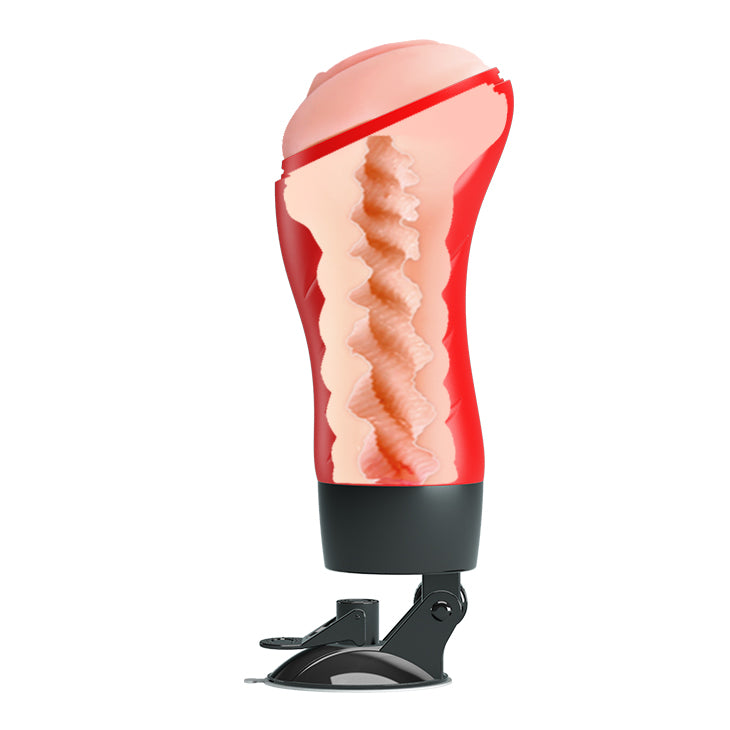 CRAZY BULL DELIA Vibrating Stroker - Flesh Vibrating Vagina Stroker with Suction Base