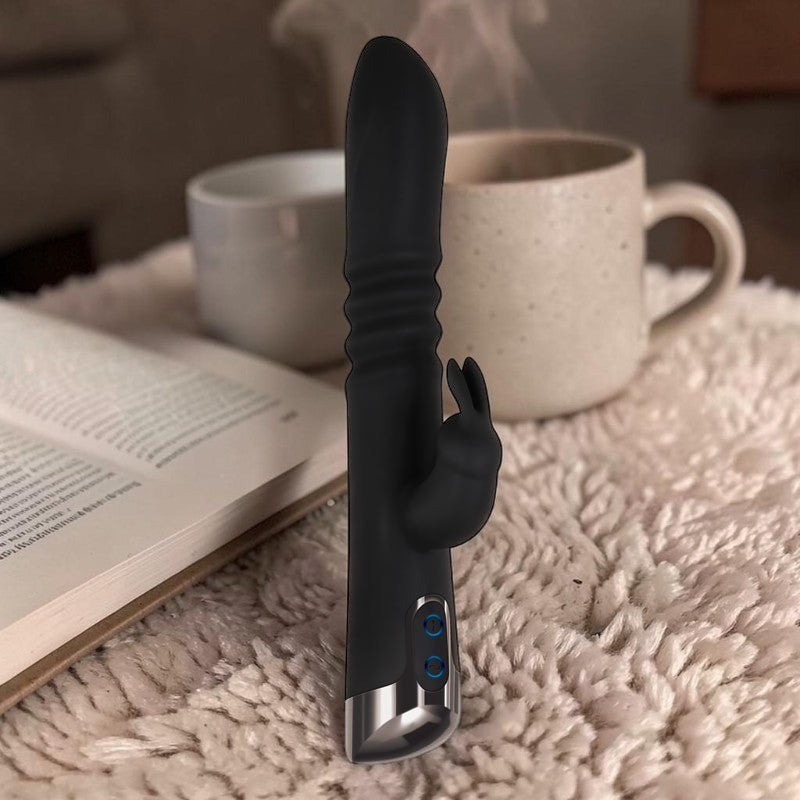 Evolved Rapid Rabbit - Black 25.4 cm USB Rechargeable Thrusting Rabbit Vibrator