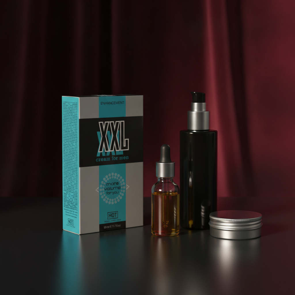 Enhancement XXL Cream For Men 50ml | Create a luxurious and evocative product photograph that embodies sophistication and allure for a premium collection of enhancement products.