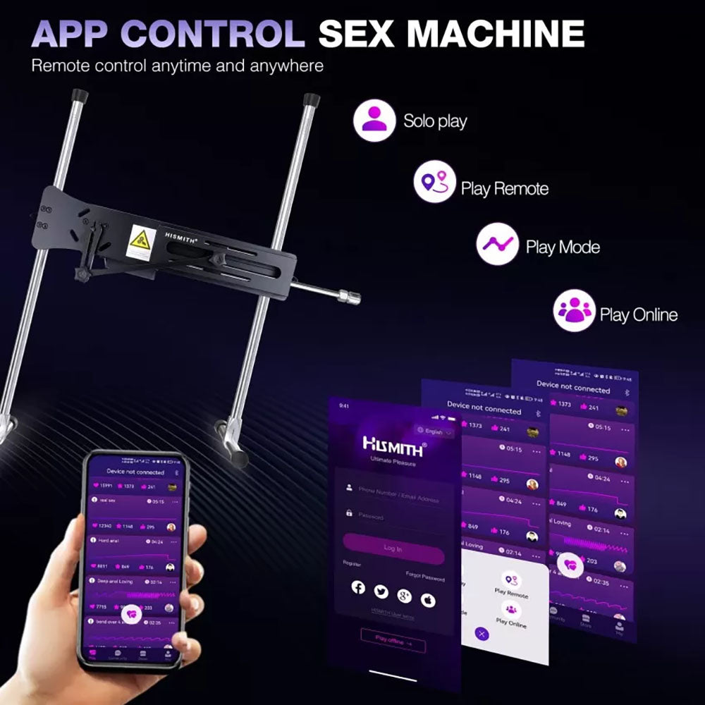 Hismith Premium Special Edition Sex Machine - Black Mains Powered Sex Machine with App Control and Remote