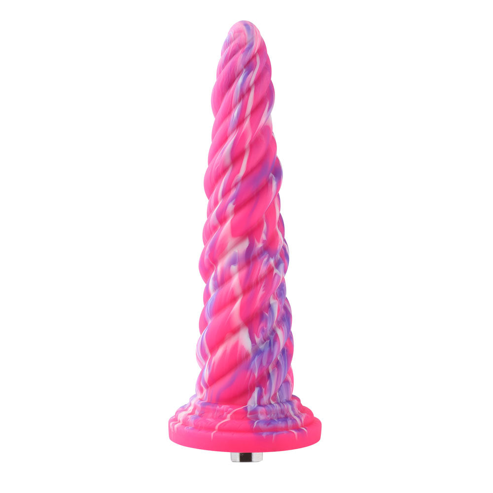 HiSmith Spiral Tapered Fantasy Dildo With Kliclok - Pink 25.5 cm Fantasy Dildo with Kliclok Machine Attachment