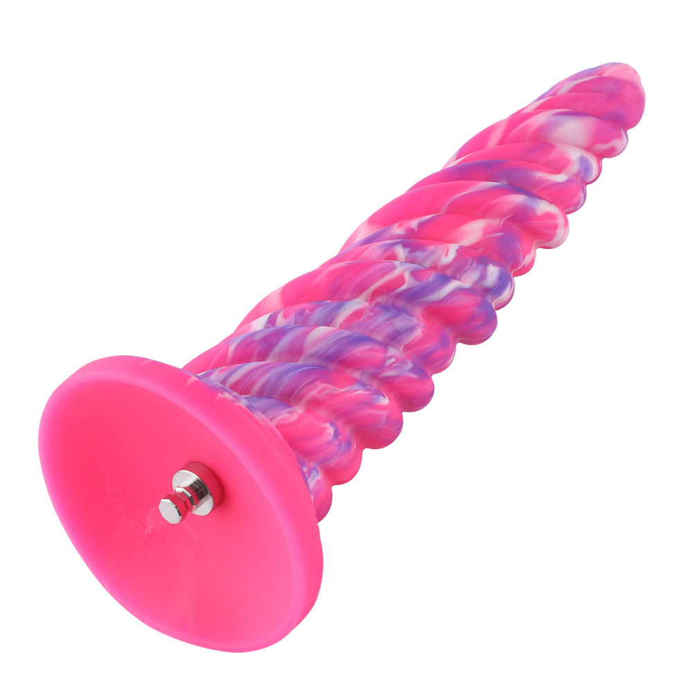 HiSmith Spiral Tapered Fantasy Dildo With Kliclok - Pink 25.5 cm Fantasy Dildo with Kliclok Machine Attachment