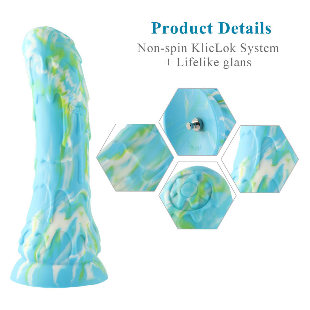HiSmith Melting Snow Dildo with Kliclok - Blue 23.9 cm Dildo with Kliclok Machine Attachment