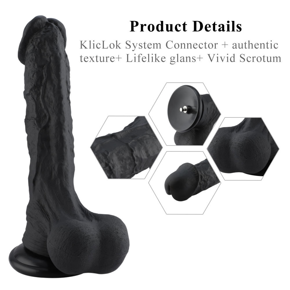 Hismith Huge Black 31.5 cm Dildo with Kliclok - Black 31.5 cm Dildo with Kliclok Machine Attachment