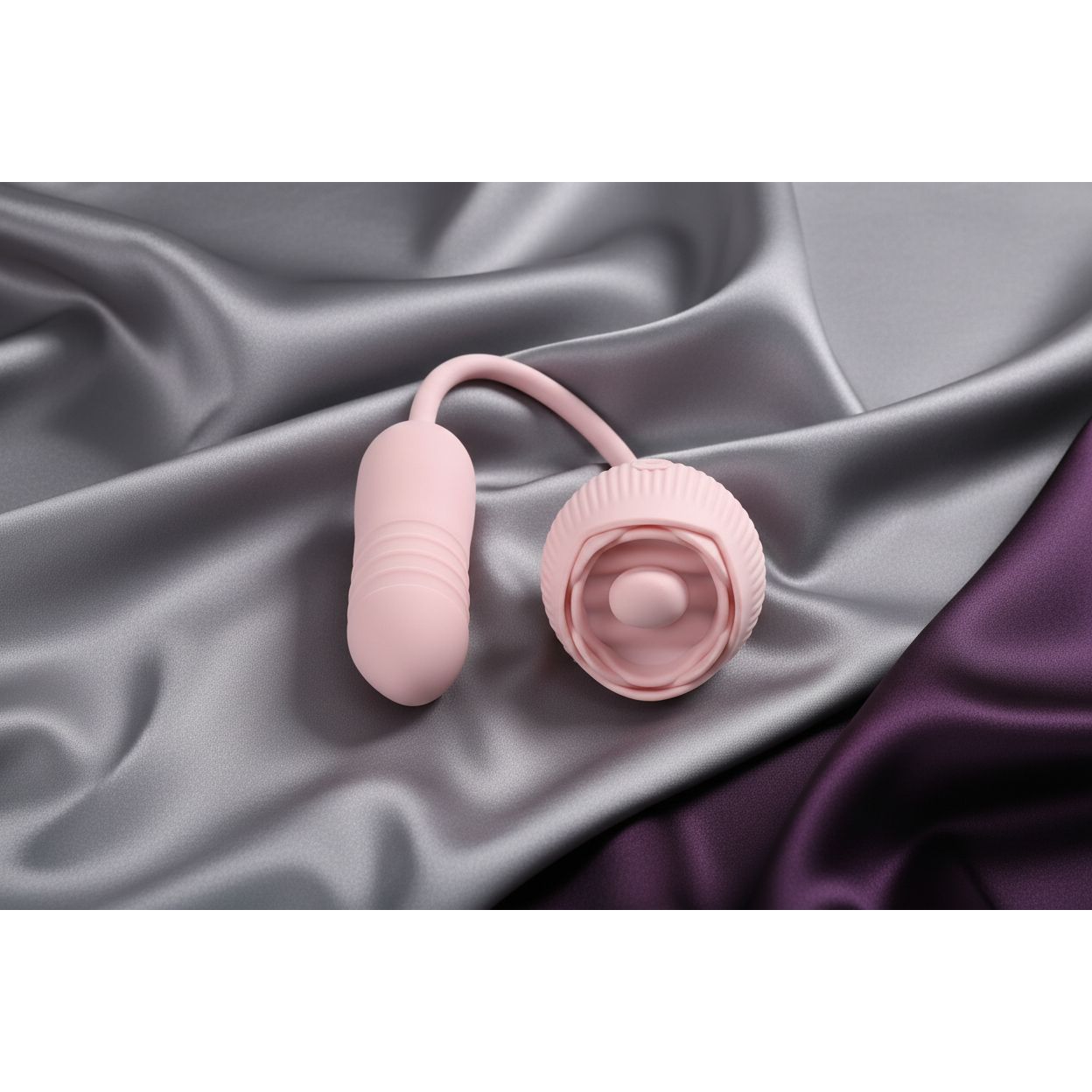 Adam & Eve THRUST & TICKLE Rose Vibrator - Pink USB Rechargeable Flickering Rose Stimulator with Thrusting Bullet