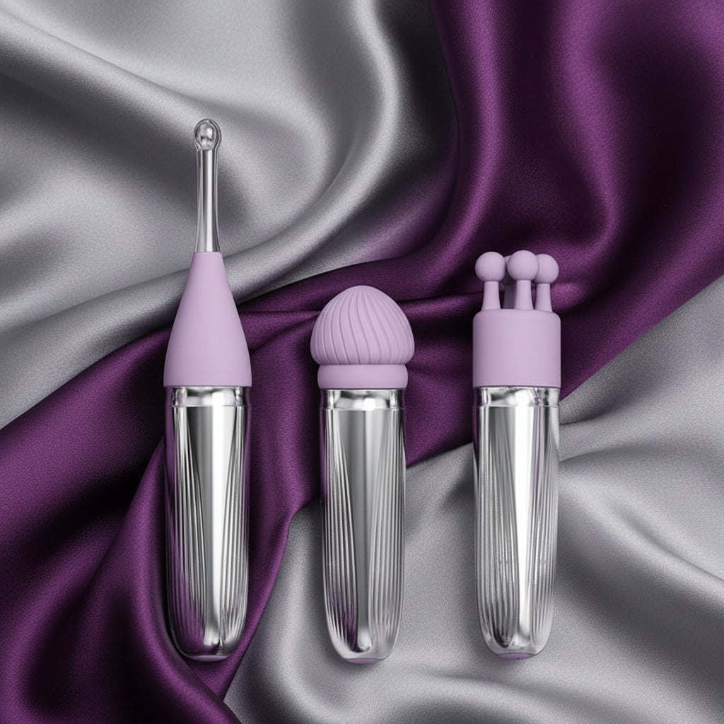 Adam & Eve SWEET DREAMS MASSAGER KIT - Lavender USB Rechargeable Point Stimulator with 8 Interchangeable Tips