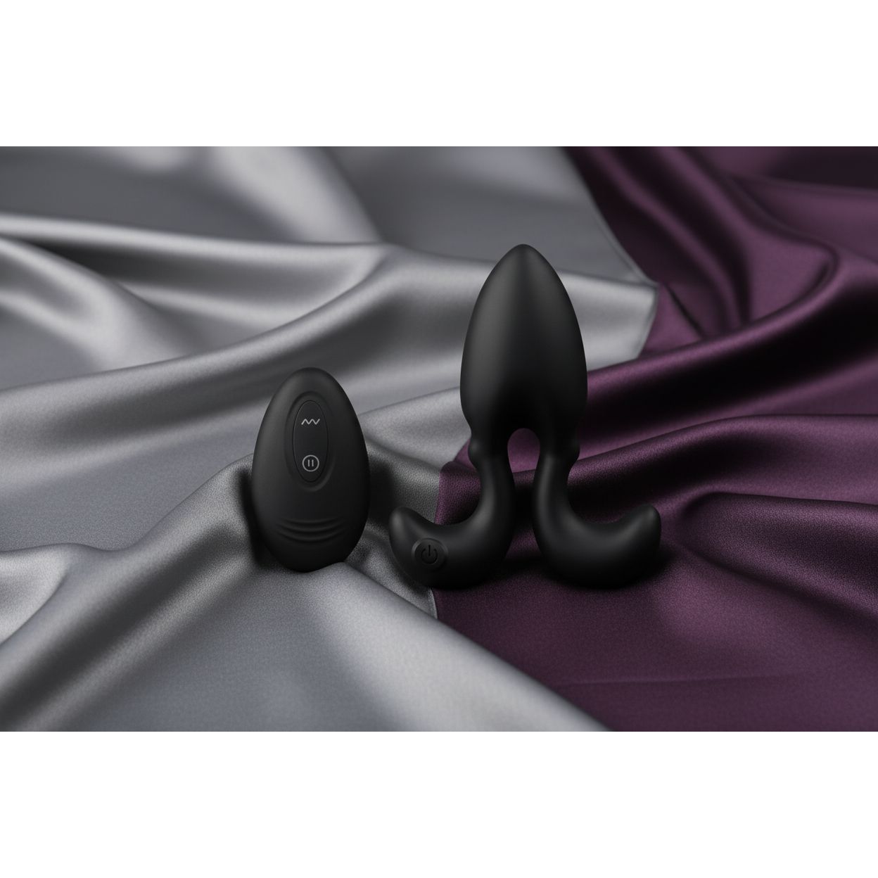 Adam & Eve OMEGA Vibrating Plug - Black 10 cm USB Rechargeable Vibrating Butt Plug with Remote