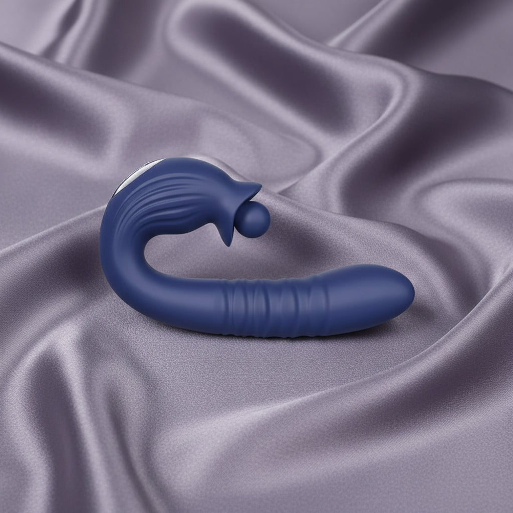 Adam & Eve THE BIG BALLER - Navy Blue 18.8 cm USB Rechargeable Thrusting Rabbit Vibrator