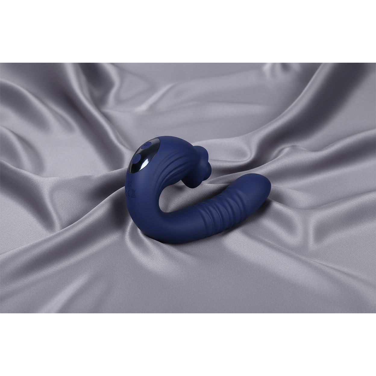 Adam & Eve THE BIG BALLER - Navy Blue 18.8 cm USB Rechargeable Thrusting Rabbit Vibrator