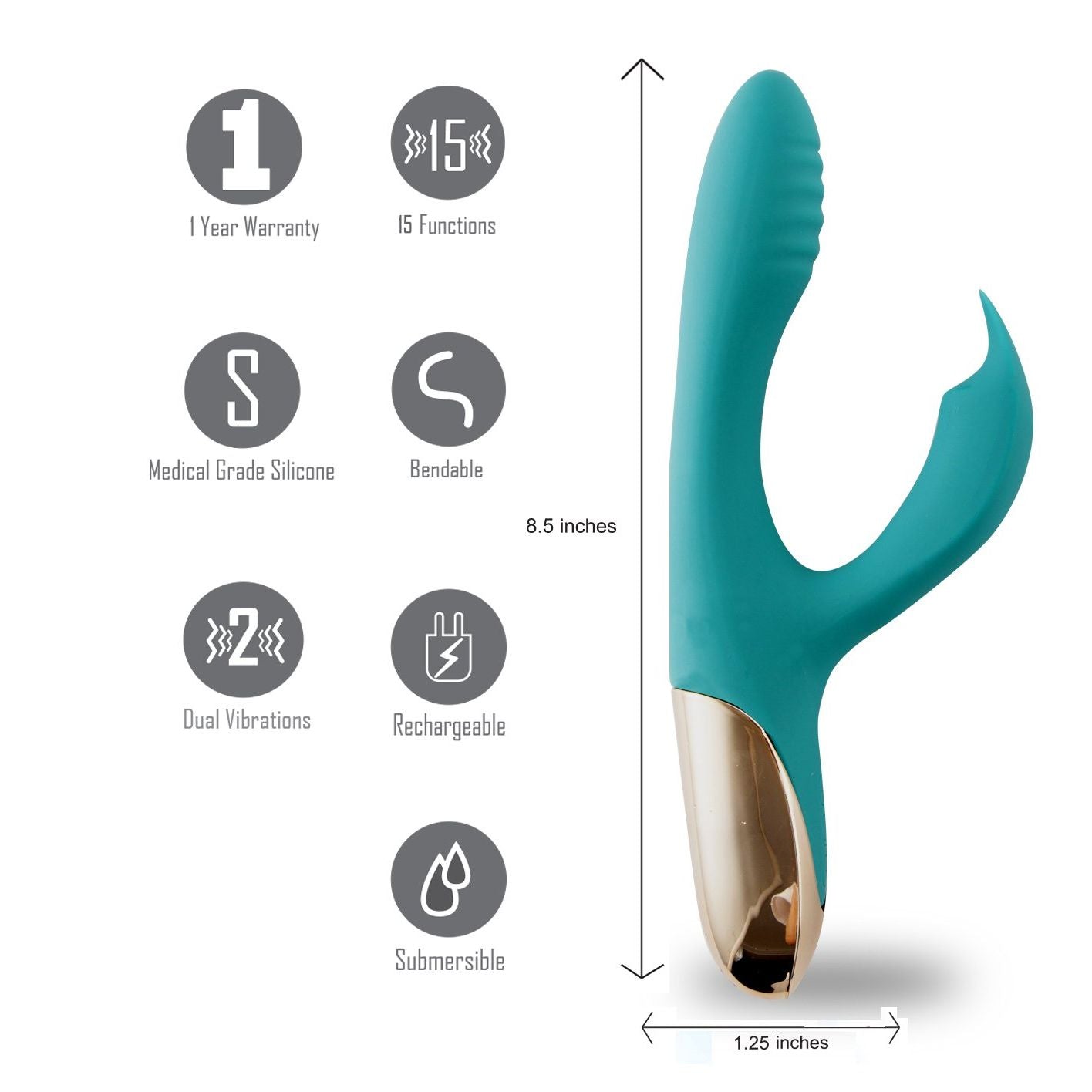 Maia Skyler - Green 21.6 cm USB Rechargeable Bendable Rabbit Vibrator