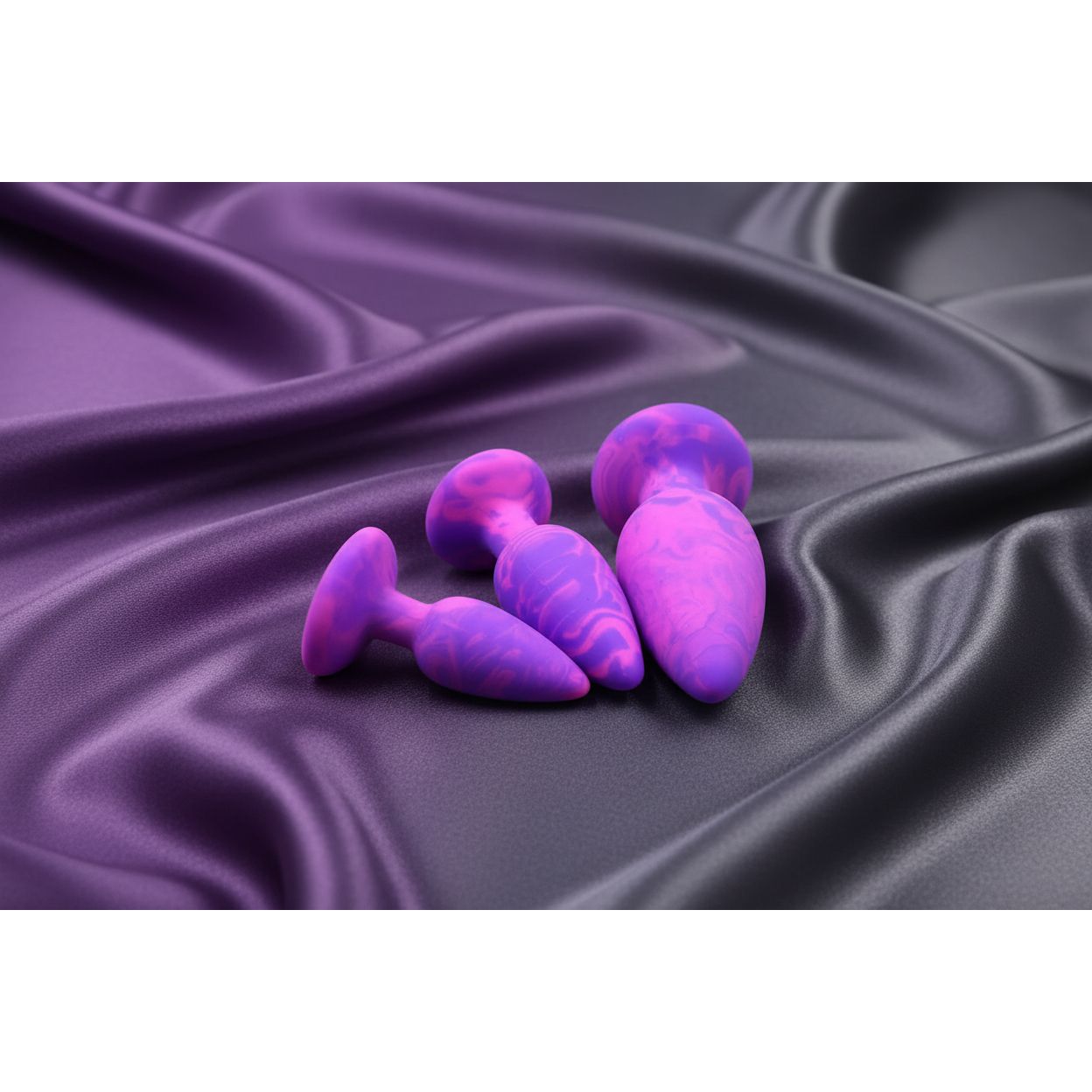 Adam & Eve COLOUR SWIRL Anal Plug Set - Purple/Pink Butt Plugs - Set of 3 Sizes
