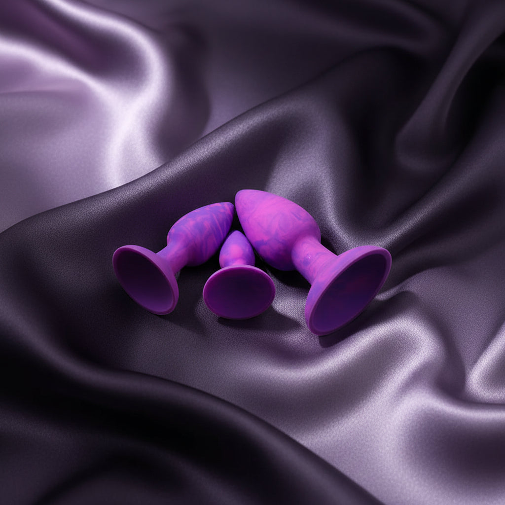 Adam & Eve COLOUR SWIRL Anal Plug Set - Purple/Pink Butt Plugs - Set of 3 Sizes