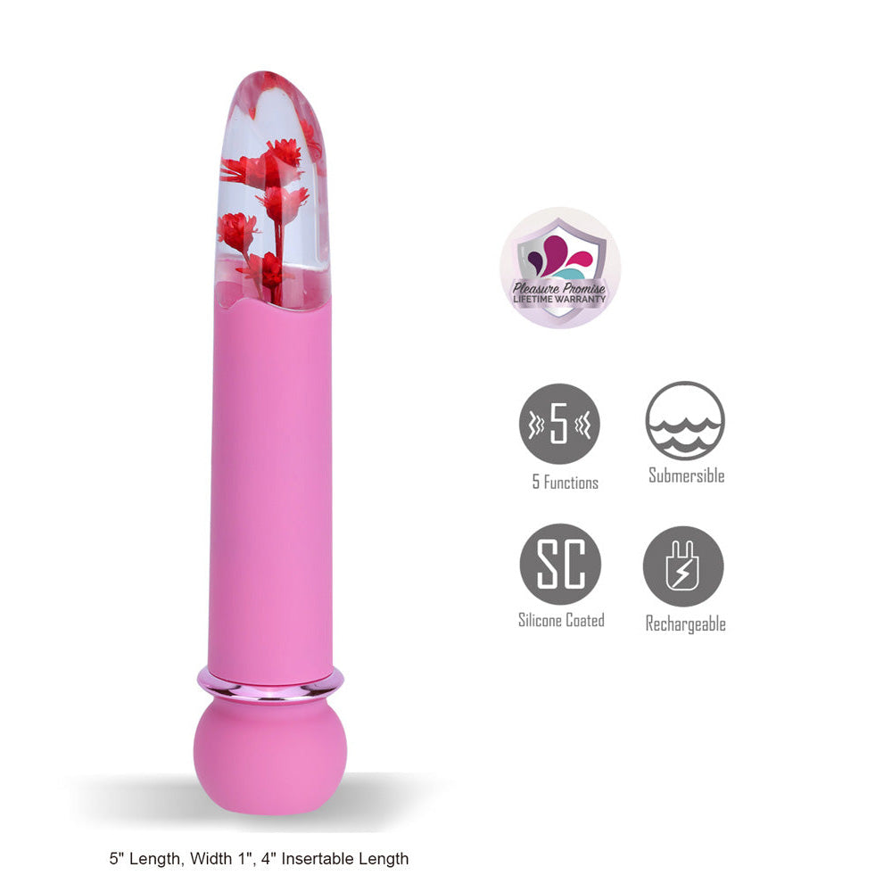 Maia FLORA - Pink - Pink 12.7 cm USB Rechargeable Powerful Bullet