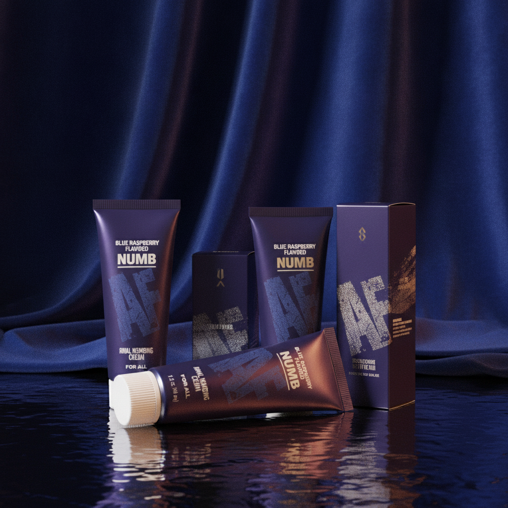 Numb AF - Blue Raspberry - Blue Raspberry Flavoured Anal Numbing Cream - 44 ml Tube | Numb AF: Blue Raspberry Anal Numbing Gel for Comfort