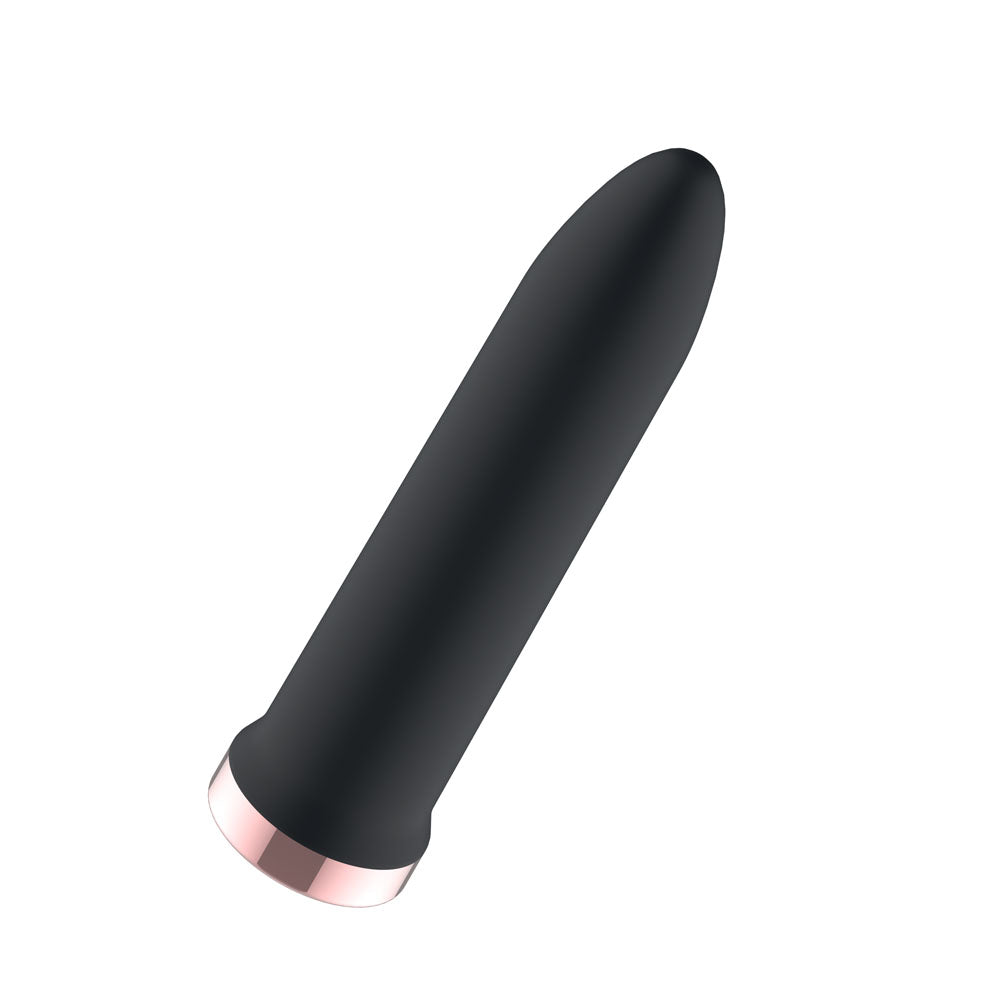 Passion Play Rechargeable Vibrating Bullet - Black - Black 9.8 cm USB Rechargeable Bullet
