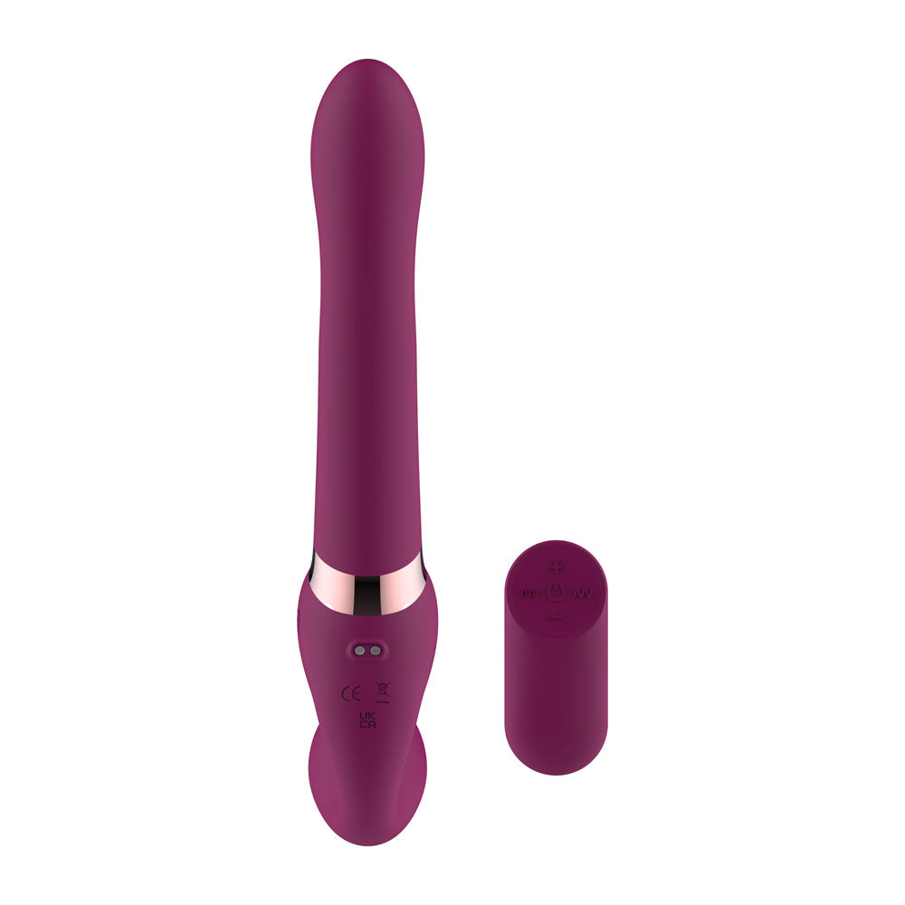 Passion Play Strap-less Dildo with Remote Controller - Purple 25 cm USB Rechargeable Strapless Strap-On with Wireless Remote