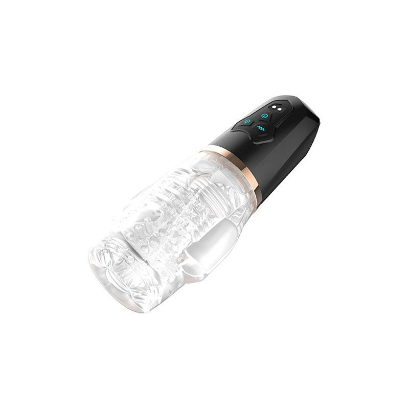 Adam & Eve Adam's Gawk Gawk 2.0 - Clear USB Rechargeable Rotating & Vibrating Masturbator - silkandsin