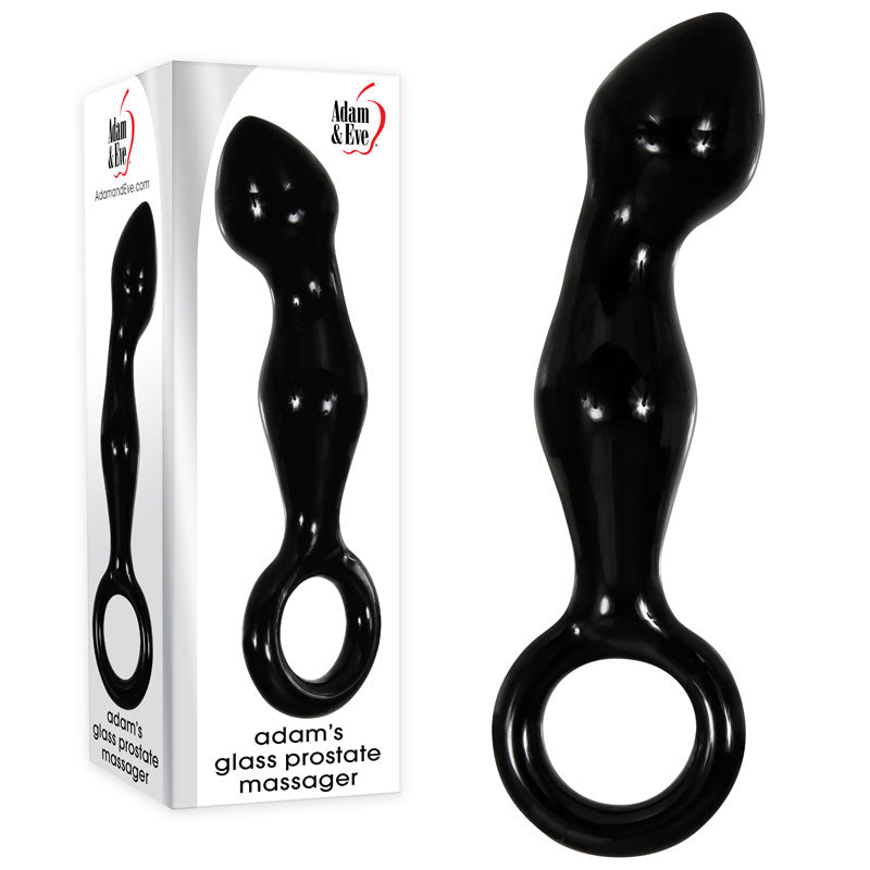 Adam & Eve ADAMS GLASS PROSTATE MASSAGER - Black Glass 16.6 cm Prostate Massager - Silk and Sin