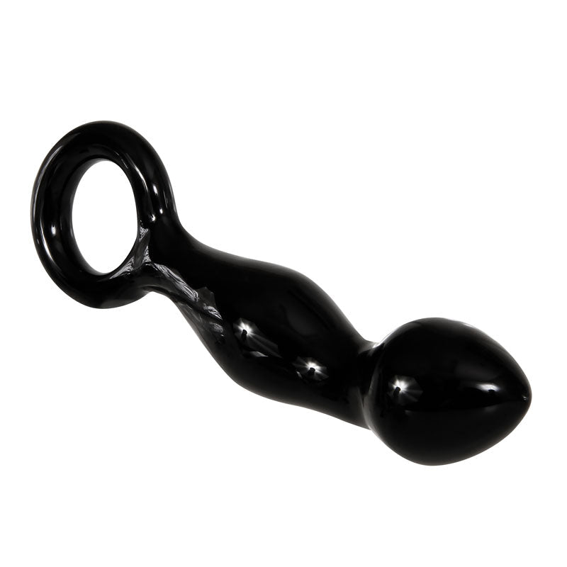 Adam & Eve ADAMS GLASS PROSTATE MASSAGER - Black Glass 16.6 cm Prostate Massager - Silk and Sin